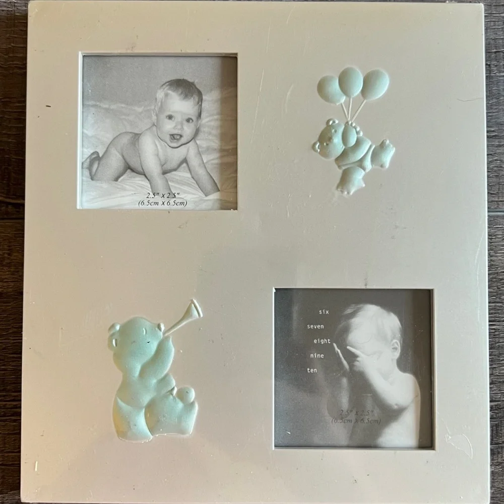 💞 New 6.5” Square Silver 2-Photo Baby Picture Frame